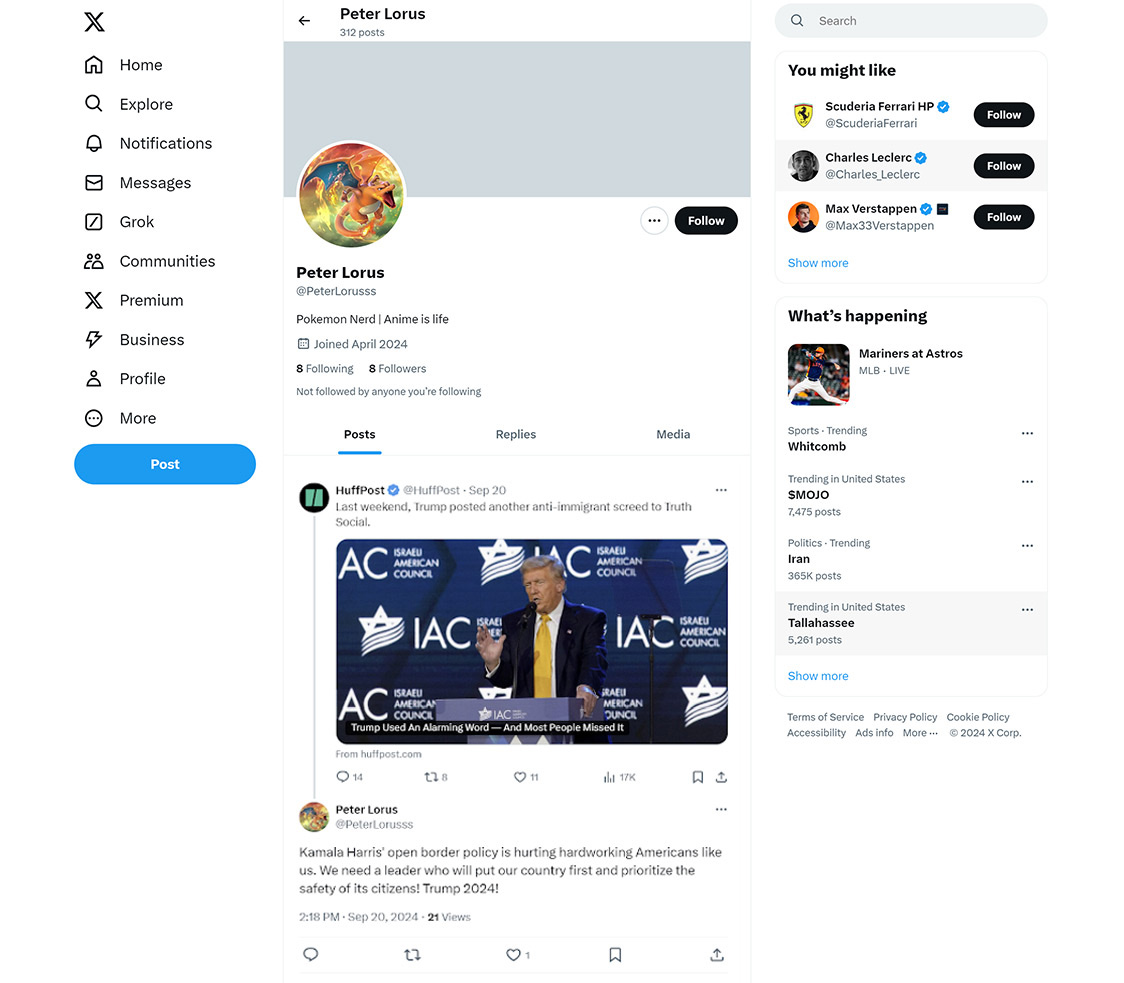 Screenshot Peter Lorus profile